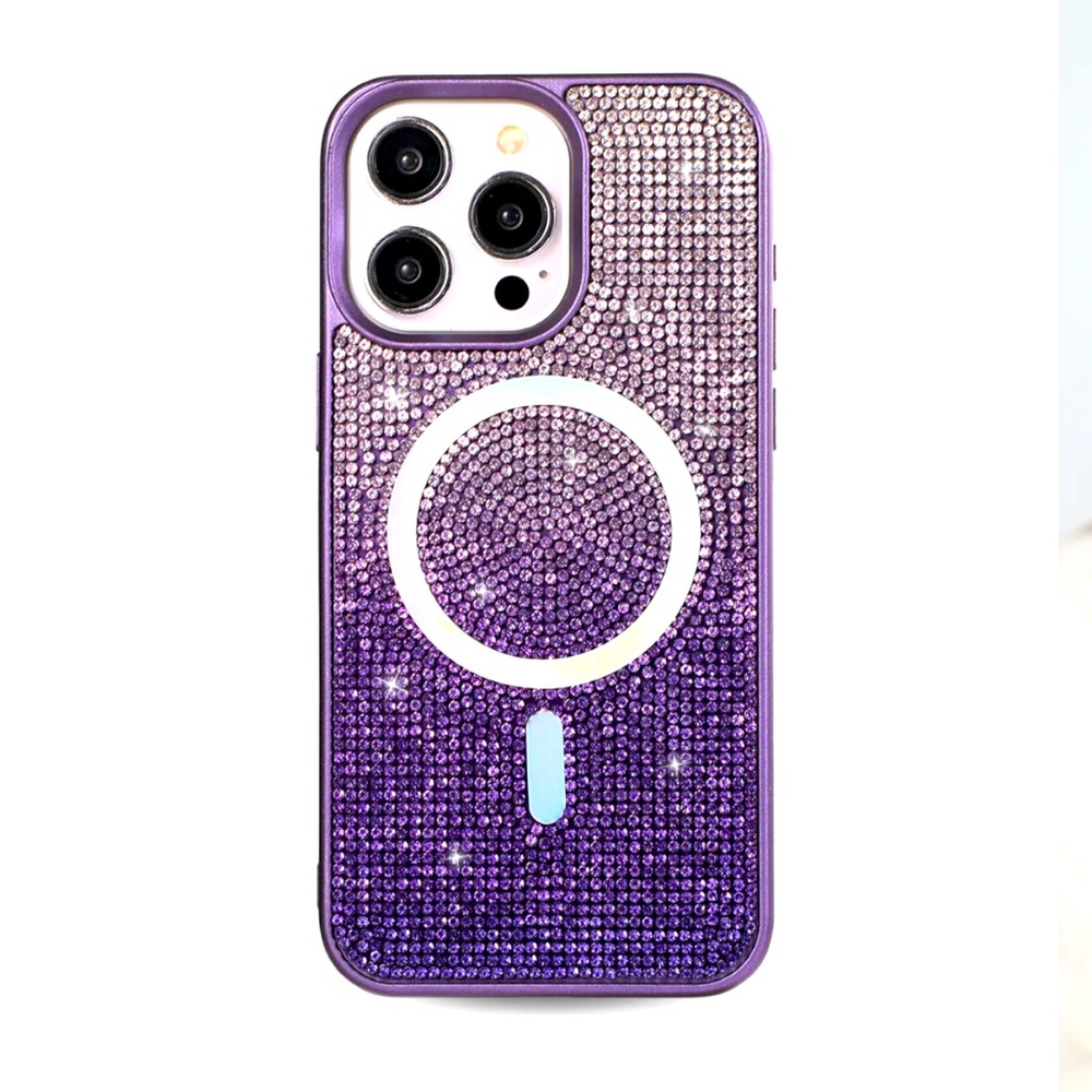 LuxyLemon Purple Ombré Crystal MagSafe Phone Case, iPhone 14 Pro